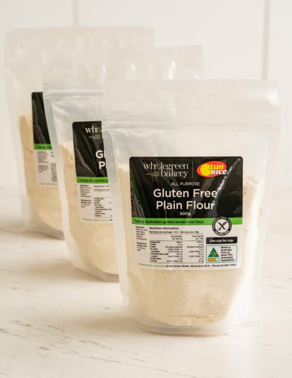 wholegreen sunrice gluten free plain flour blend 500g